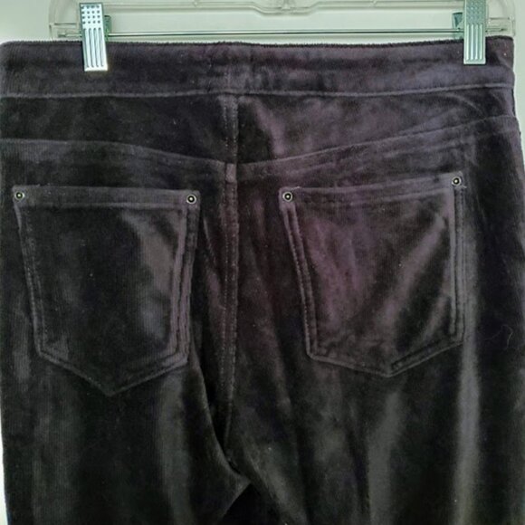Black Soft Stretch Corduroy Leggings Straight Leg High-Rise Size M Dark Academia - Picture 4 of 9
